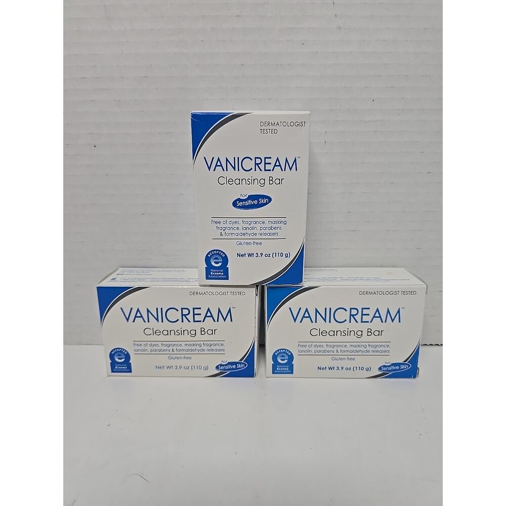 Vanicream Cleansing Bar for Sensitive Skin 3 Pack Eczema Free of Dyes Fragrance